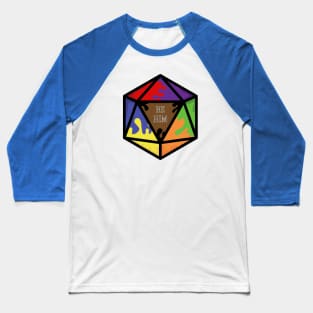 Rainbow Pronoun Pride D20  He/Him Baseball T-Shirt